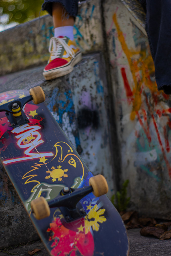 Skateboard im Skaterpark Mühldorf